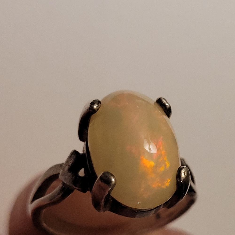 Vintage Fire opal and sterling ring, size 7